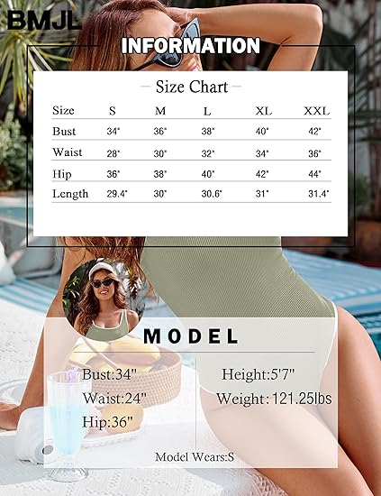 Women's Matcha Green One Piece Swimsuit with White Trim: Adjustable Strap, Ribbed, High Cut for Sports & Beach（L）