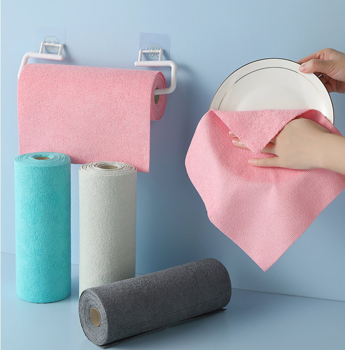 Christmas gift 50-Piece 25x25cm Polycotton Cleaning Cloth Roll, Reusable Dual-Use Dish & Surface Wipes for Home & Kitchen（grey）