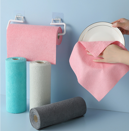 Christmas gift 50-Piece 25x25cm Polycotton Cleaning Cloth Roll, Reusable Dual-Use Dish & Surface Wipes for Home & Kitchen（pink）