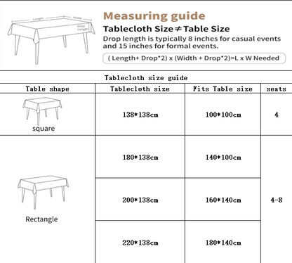 Waterproof Oilproof Washable Heat-Resistant PVC Tablecloth - 5 Patterns & Sizes for Home, Restaurant & Picnic Dining（A,138*138）