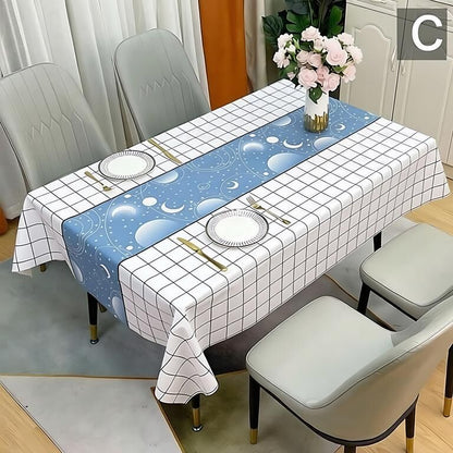 Waterproof Oilproof Washable Heat-Resistant PVC Tablecloth - 5 Patterns & Sizes for Home, Restaurant & Picnic Dining（C,180*138）