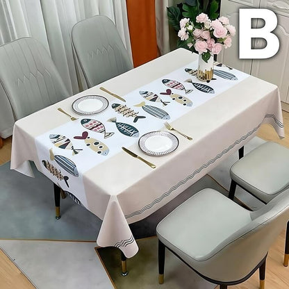 Waterproof Oilproof Washable Heat-Resistant PVC Tablecloth - 5 Patterns & Sizes for Home, Restaurant & Picnic Dining（C,220*138）