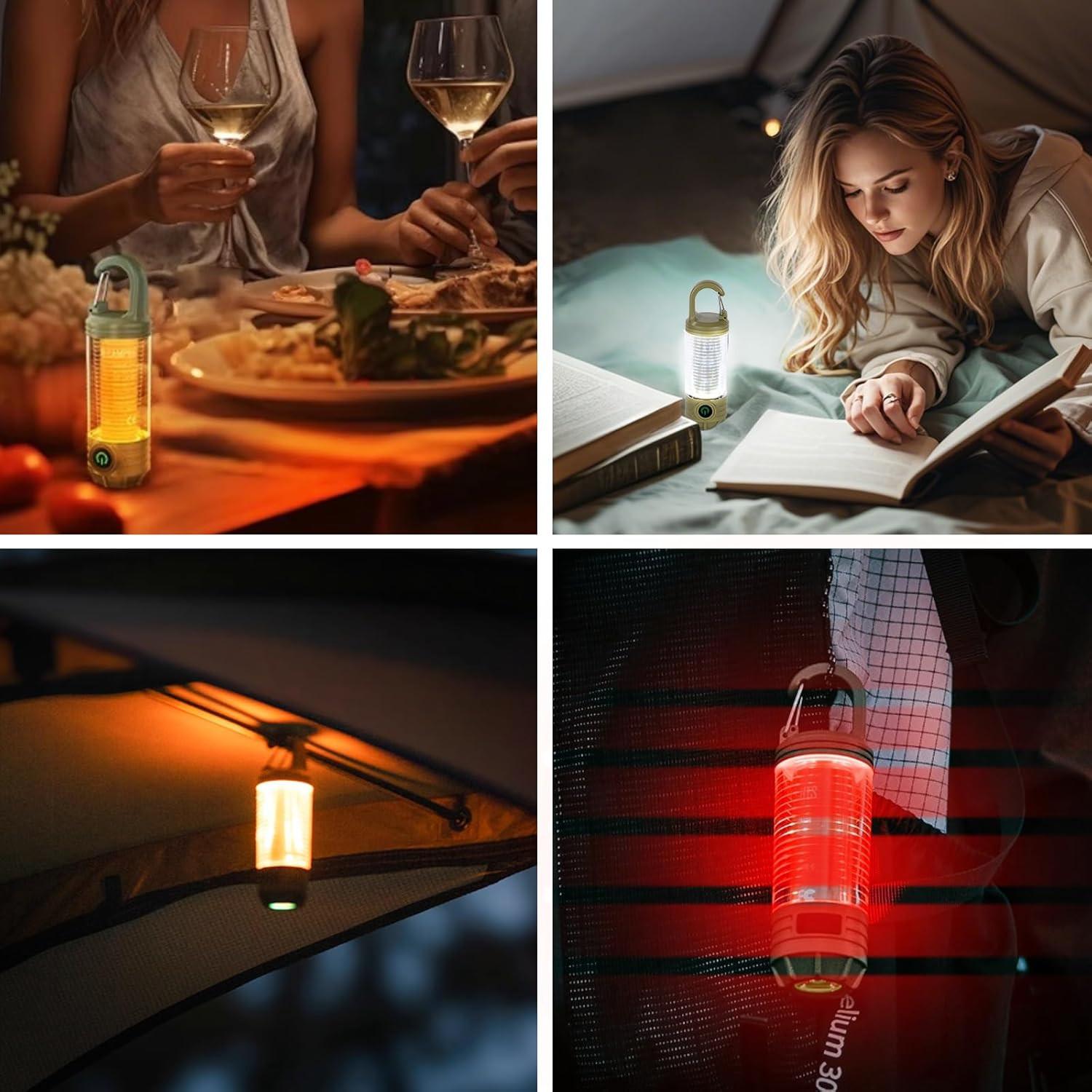 Rechargeable LED Camping Lantern Flashlight: 6 Modes, USB-C, Portable for Hiking, Emergency, Night Walking & Outdoor Adventuresï¼greenï¼.