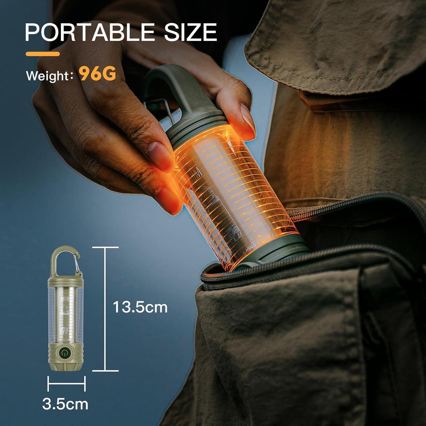 Rechargeable LED Camping Lantern Flashlight: 6 Modes, USB-C, Portable for Hiking, Emergency, Night Walking & Outdoor Adventuresï¼greenï¼.