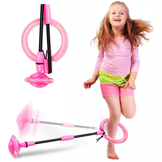 Skip Ball for Kids, Portable Foldable Colorful Flash Wheel Swing Ball Sports Fitness Toys for Girls & Boys, Toy for Kids & Adults. Gifts for Mom Women & Girls Toys Age 5-10 Years (Pink).