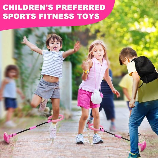 Skip Ball for Kids, Portable Foldable Colorful Flash Wheel Swing Ball Sports Fitness Toys for Girls & Boys, Toy for Kids & Adults. Gifts for Mom Women & Girls Toys Age 5-10 Years (Pink).