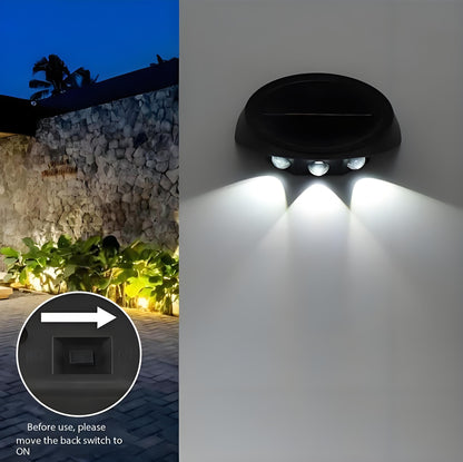 Solar Outdoor Wall Lights (2-Pack): IP44 Waterproof LED Sconces for Garden, Patio & Pathway Lighting（Warm light）