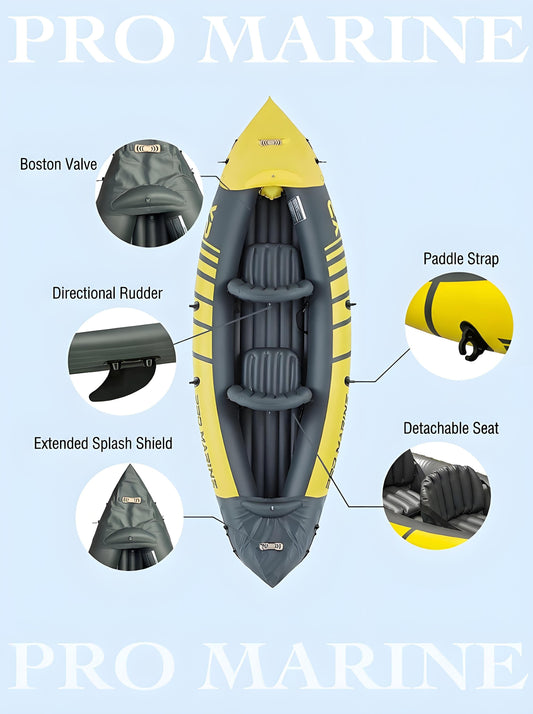 Advanced Elements Inflatable Kayak: 1/2 Person Recreational Convertible (Yellow) â Tandem/Solo Paddling with Durable PVC Hull.