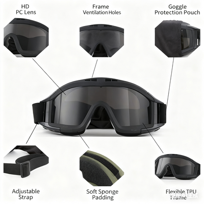 Christmas gifts for husband or boyfriend
 Tactical Safety Goggles, Anti-Fog HD Lens, Wind & Dust Protection for Outdoor & Tactical Use(khaki)
