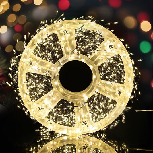 300 LED Warm White Fairy String Lights, 9m Green Wire, Battery-Operated, IP44 Waterproof with Timer for Christmas Decor (Batteries Not Included)