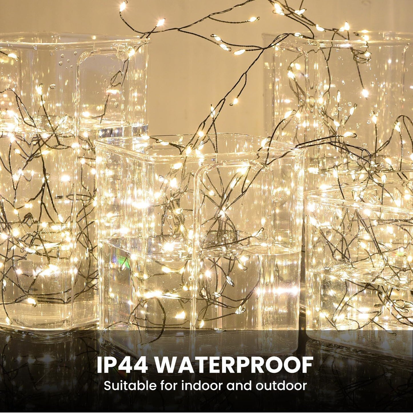 900 LED Warm White USB Fairy String Lights with Remote, 30m Green Wire, IP44 Waterproof 8-Mode Timer for Christmas Bedroom Wreath Decor