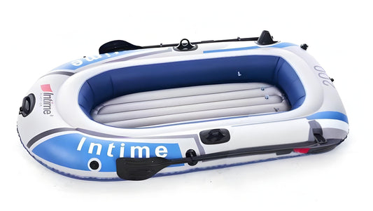 2-Person Inflatable Boat: 190x100cm Thick PVC Raft for Lakes/Pools â 180kg Capacity with Oars & Pump.