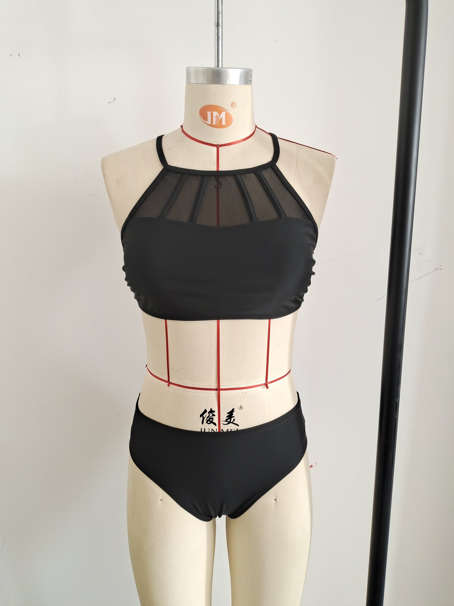 2026 Black Sexy Bikini Sport Hight Neck Women's Swimwear Size M