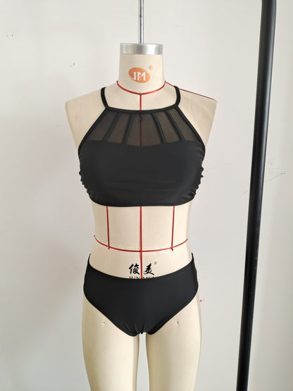 2026 Black Sexy Bikini Sport Hight Neck Women's Swimwear Size M