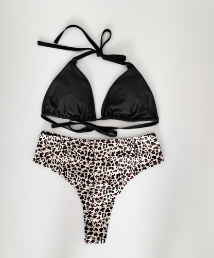 High-waist Design for Shaping the Buttocks Sexy Leopard Print Bikini Plus Size 0XL