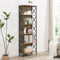 6 Tier Tall Bookshelf, Rustic Brown