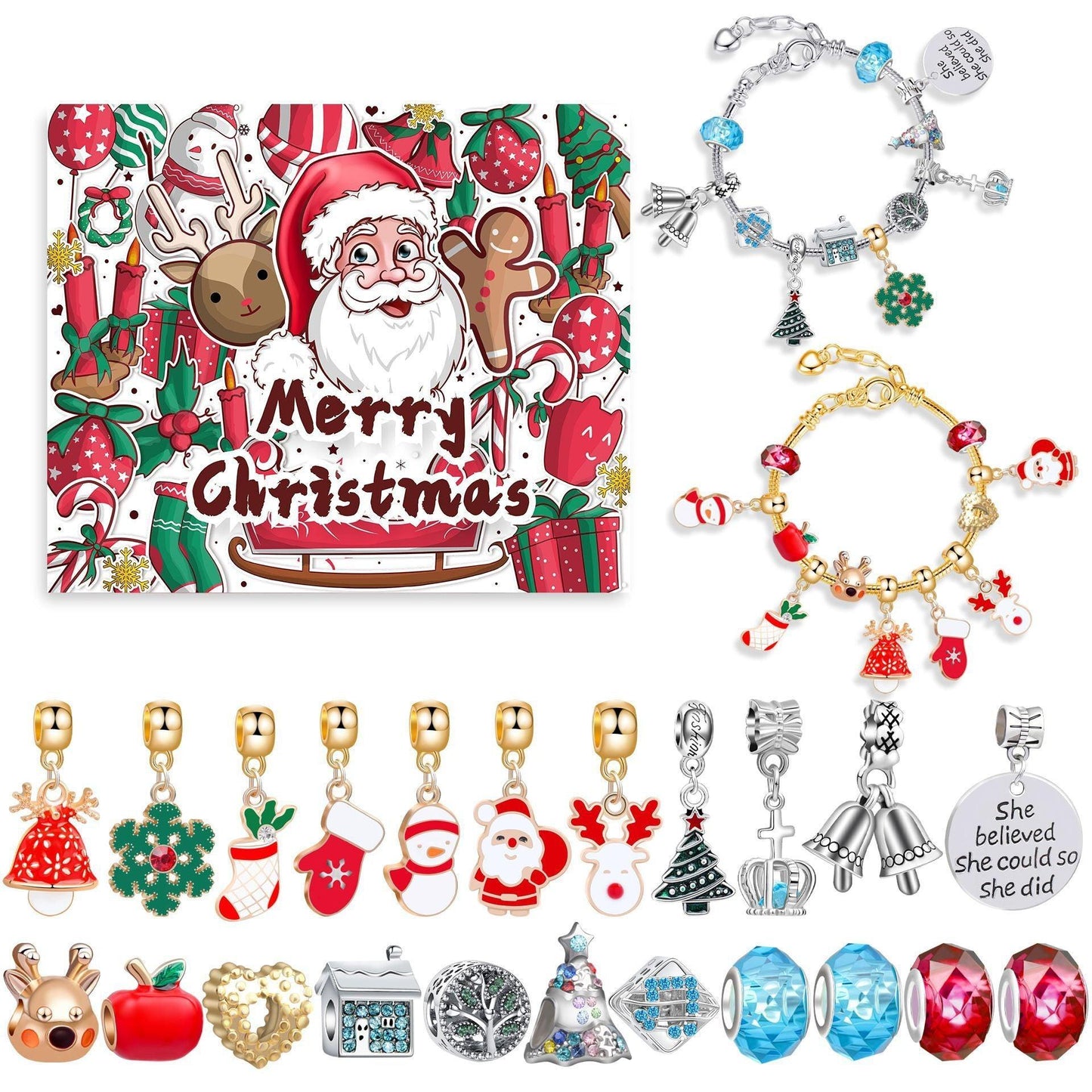 Christmas DIY Jewelry & Craft Advent Calendar(Christmas bell,20*17*1.1).
