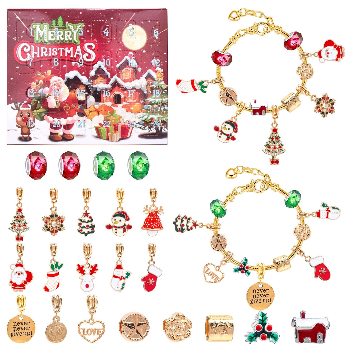 Christmas DIY Jewelry & Craft Advent Calendar(M-14H,20*17*1.1).