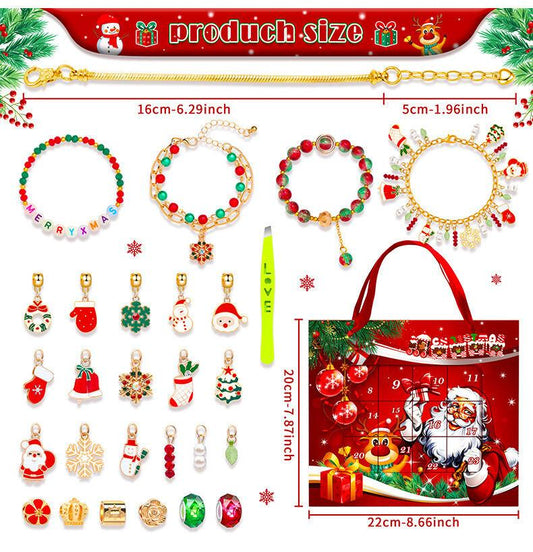 Christmas DIY Jewelry & Craft Advent Calendar for Kids - Fun Festive Toys with Santa, Tree & More(20*22*2cm).