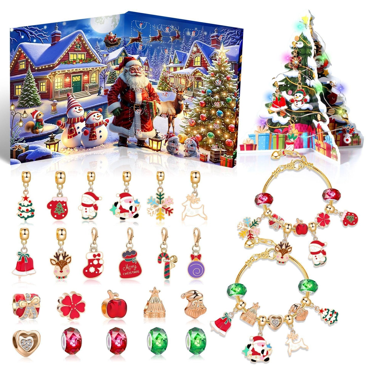 Christmas DIY Jewelry & Craft Advent Calendar(M-30,20*17*1.3cm).