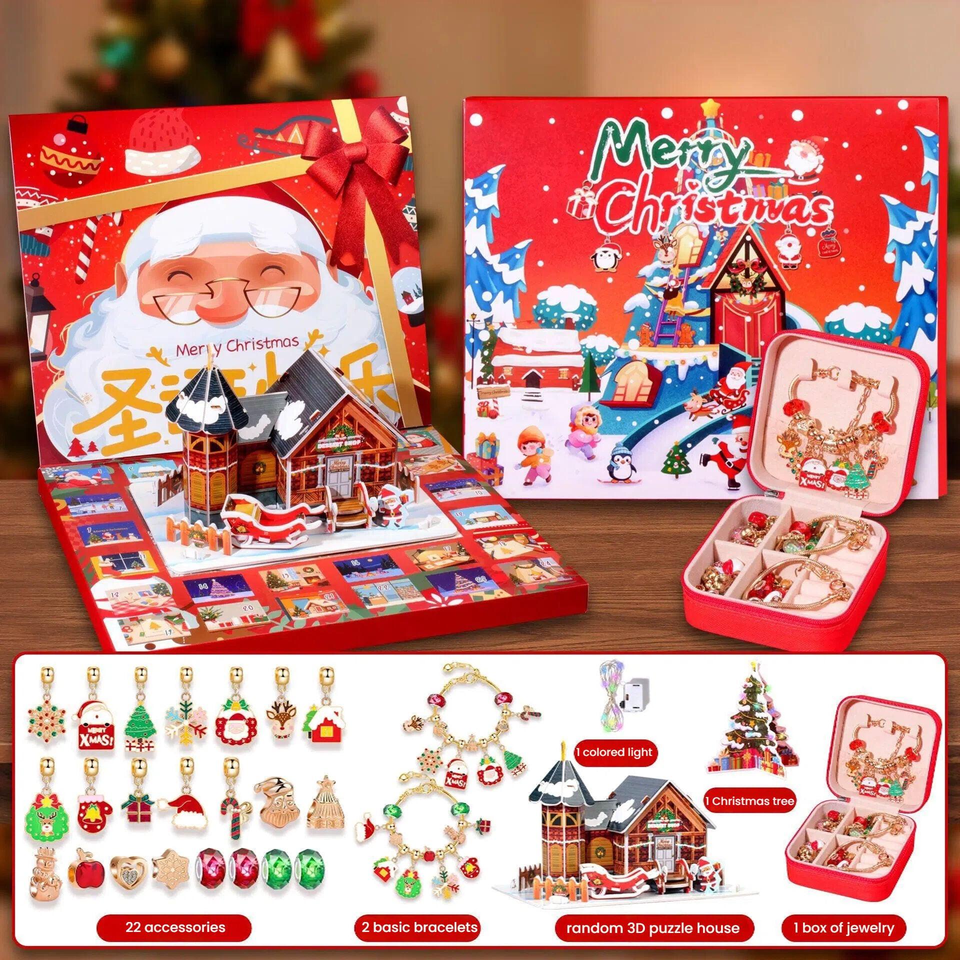 Christmas DIY Jewelry & Craft Advent Calendar(planes-3D-Puzzle-jewelry,33*27.5*6cm).