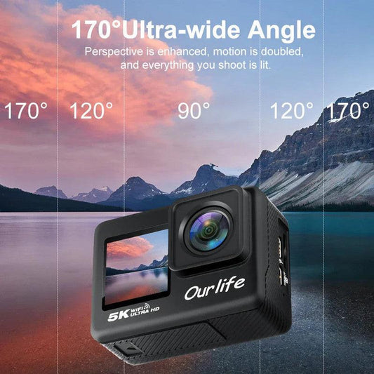 5K Action Camera with Touchscreen Waterproof Black.