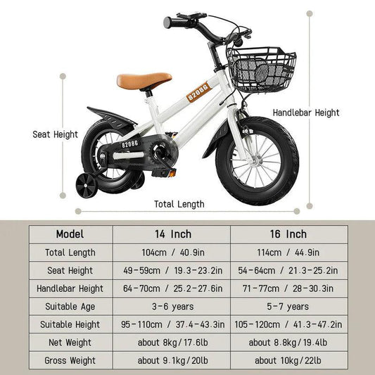 Kids Bike for Girls 3-7 Years with Basket.