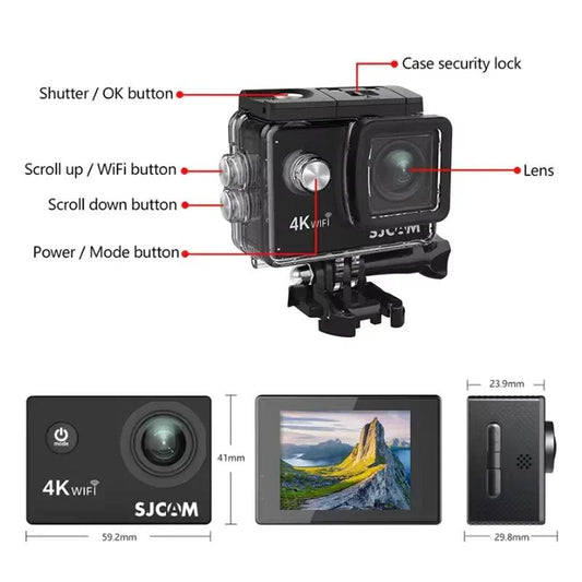 4K Action Camera 30M Waterproof Sports Cam Balck.