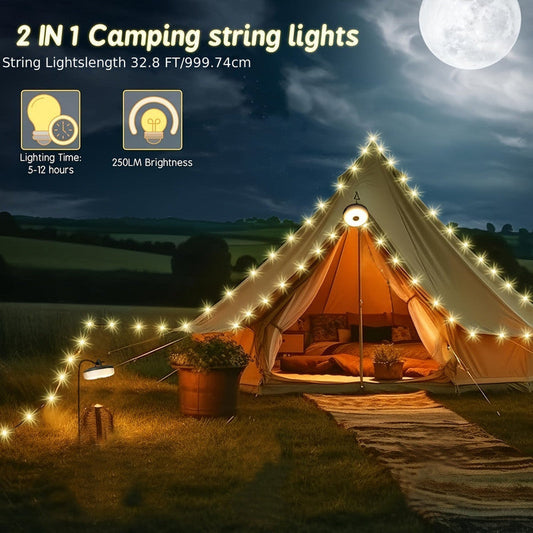 Rechargeable Camping String Lights with 5 Modes.