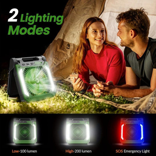 20000mAh Solar Camping Fan with LED Light.