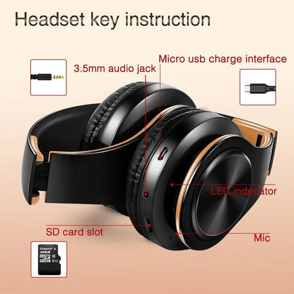 Wireless Bluetooth Headphones Gold.