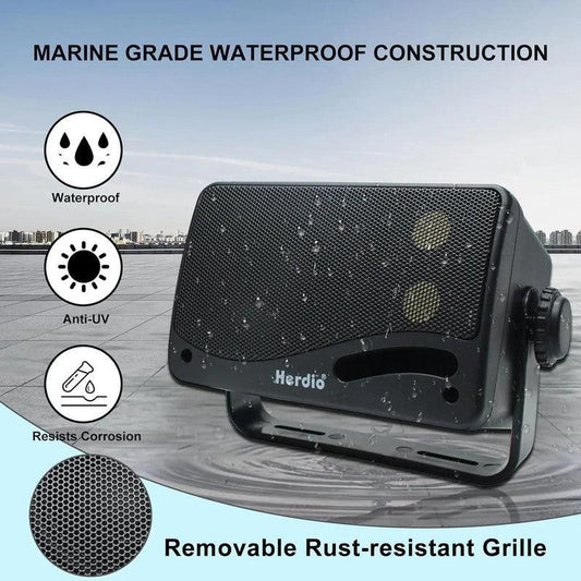 3-Way Waterproof Wall Mount Speakers Black.
