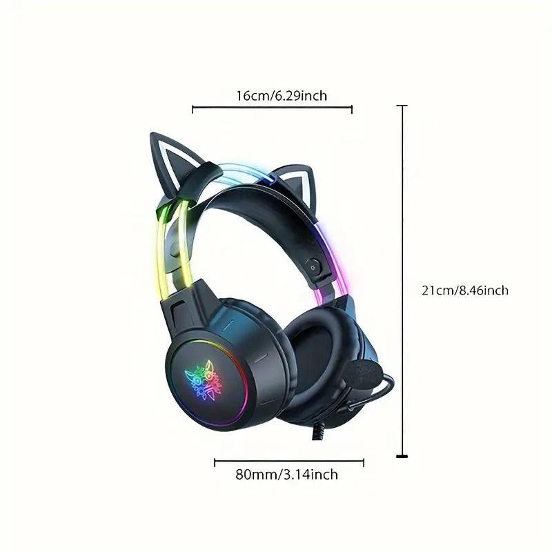 Gaming Headset with Detachable Cat Ear Microphone.