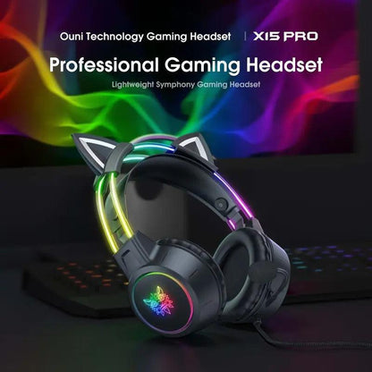 Gaming Headset with Detachable Cat Ear Microphone.