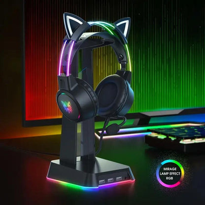 Gaming Headset with Detachable Cat Ear Microphone.