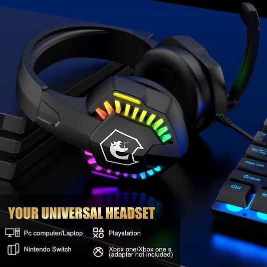 Wired Gaming Headset with RGB Lights and Noise Cancelling Mic.