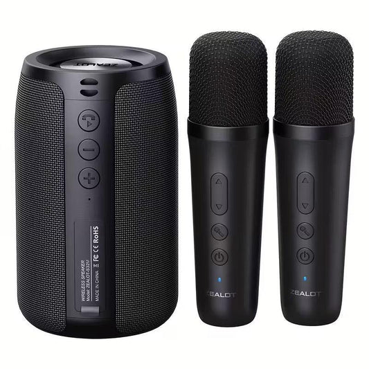 Wireless Speaker with Dual Karaoke Microphones.
