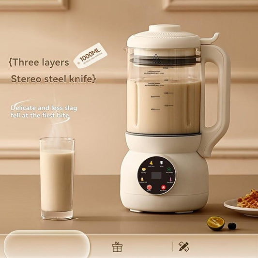 Automatic Nut Milk Maker with Rotating Cleaning Brush.