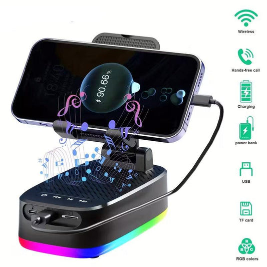 Wireless Speaker with Phone Holder and Power Bank.