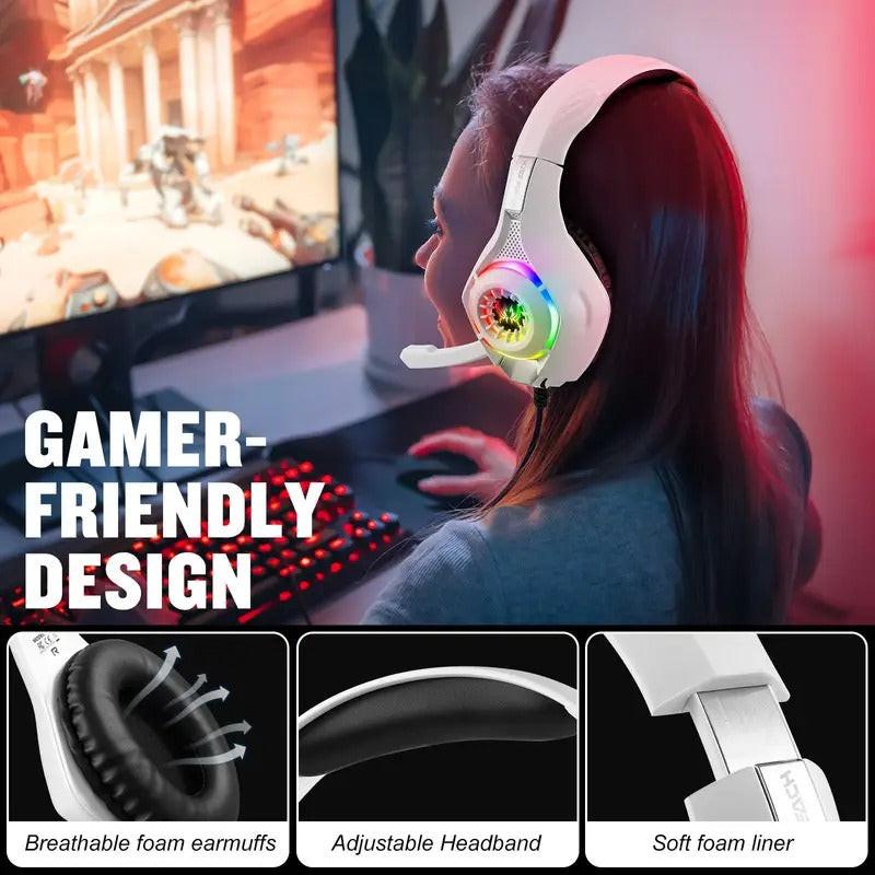 Gaming Headset with Mic & LED Lights.