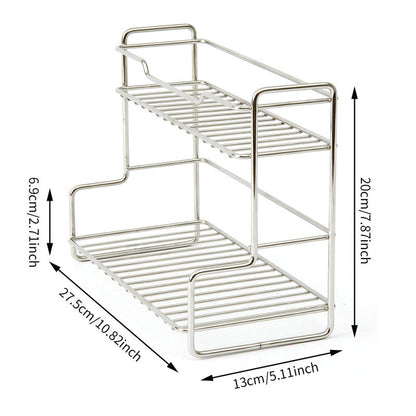Mini Stainless Steel Kitchen Spice Storage Rack Bathroom And Toilet Organizer Rack-Silver