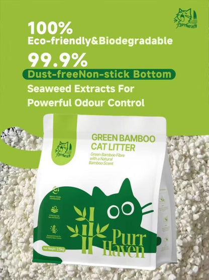 Purr Haven Green Bamboo Cat Litter | 10 Carton | 6 Packs Per Carton | 2.5kg Per Pack