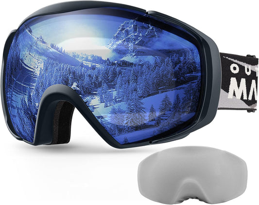 OutdoorMaster Ski Goggles with Cover Snowboard Snow Goggles OTG Anti-Fog -100% UV Protection-OM-18.