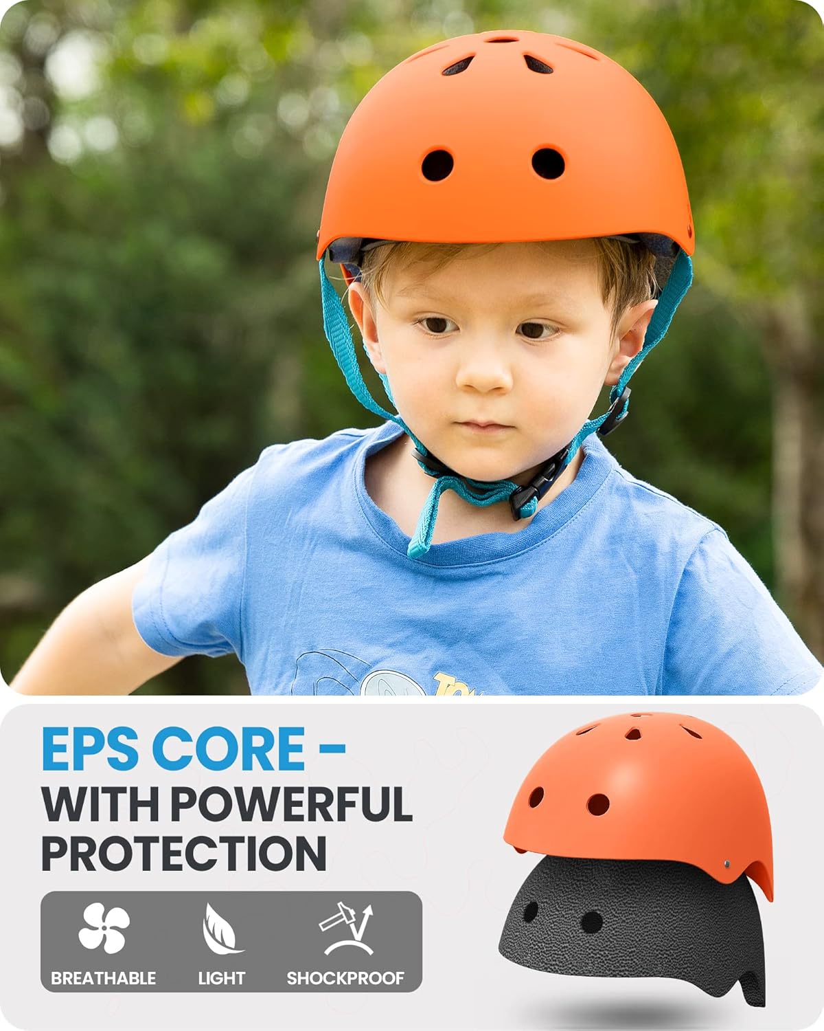 OutdoorMaster Youth & Kids Bike Helmet - Adjustable Multi-Sports Skateboard Helmet with Removable Liners for Balance Bike, Toddler Scooter, One Wheel Hoverboard-Orange-Small.