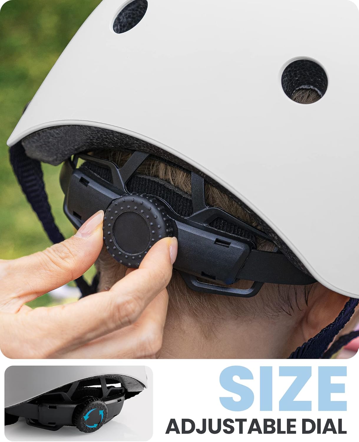 OutdoorMaster Youth & Kids Bike Helmet - Adjustable Multi-Sports Skateboard Helmet with Removable Liners for Balance Bike, Toddler Scooter, One Wheel Hoverboard-White-Small.