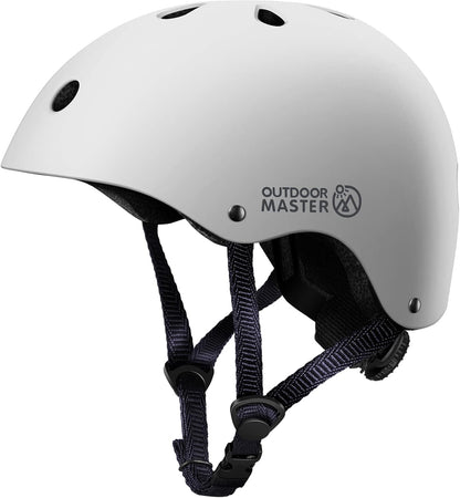 OutdoorMaster Youth & Kids Bike Helmet - Adjustable Multi-Sports Skateboard Helmet with Removable Liners for Balance Bike, Toddler Scooter, One Wheel Hoverboard-White-Small.