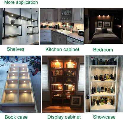 Linkable Under Cabinet LED Lighting 12V Dimmable Puck Lights with Wireless RF Remote Control, Hardwired & Wall Plug in for Kitchen Mood Lighting,Daylight White