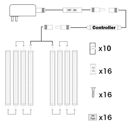 Dimmable LED Under Cabinet Lighting Bar, 12V Under Counter LED Light Strip Linkable Kit with Rocker Switch Kitchen,Showcase,Worktop, Shelf Lighting(8 Panel Kits Warmwhite)