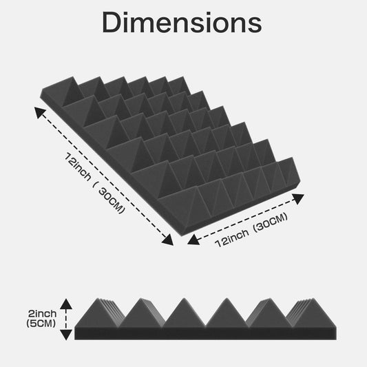 JBER Acoustic Panels  Foam Pyramid 24pcs 30x30x5cm for Soundproof Padding Wall.