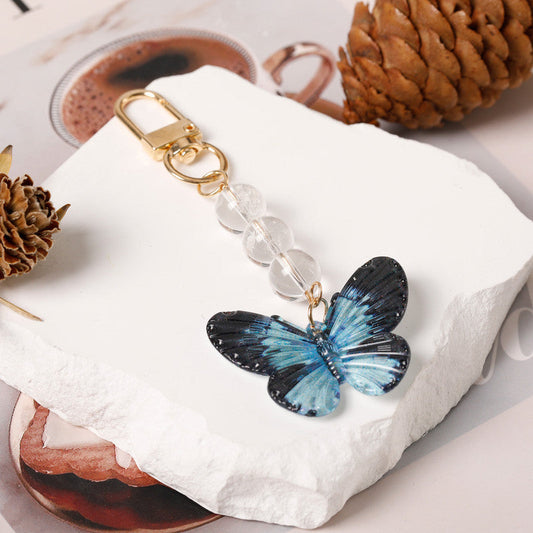 Crystal Butterfly Keychain Set,White quartz.